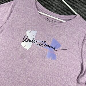 Under Armour Shirt Womens 1X Purple Short Sleeve Heat Gear Loose Fit Active